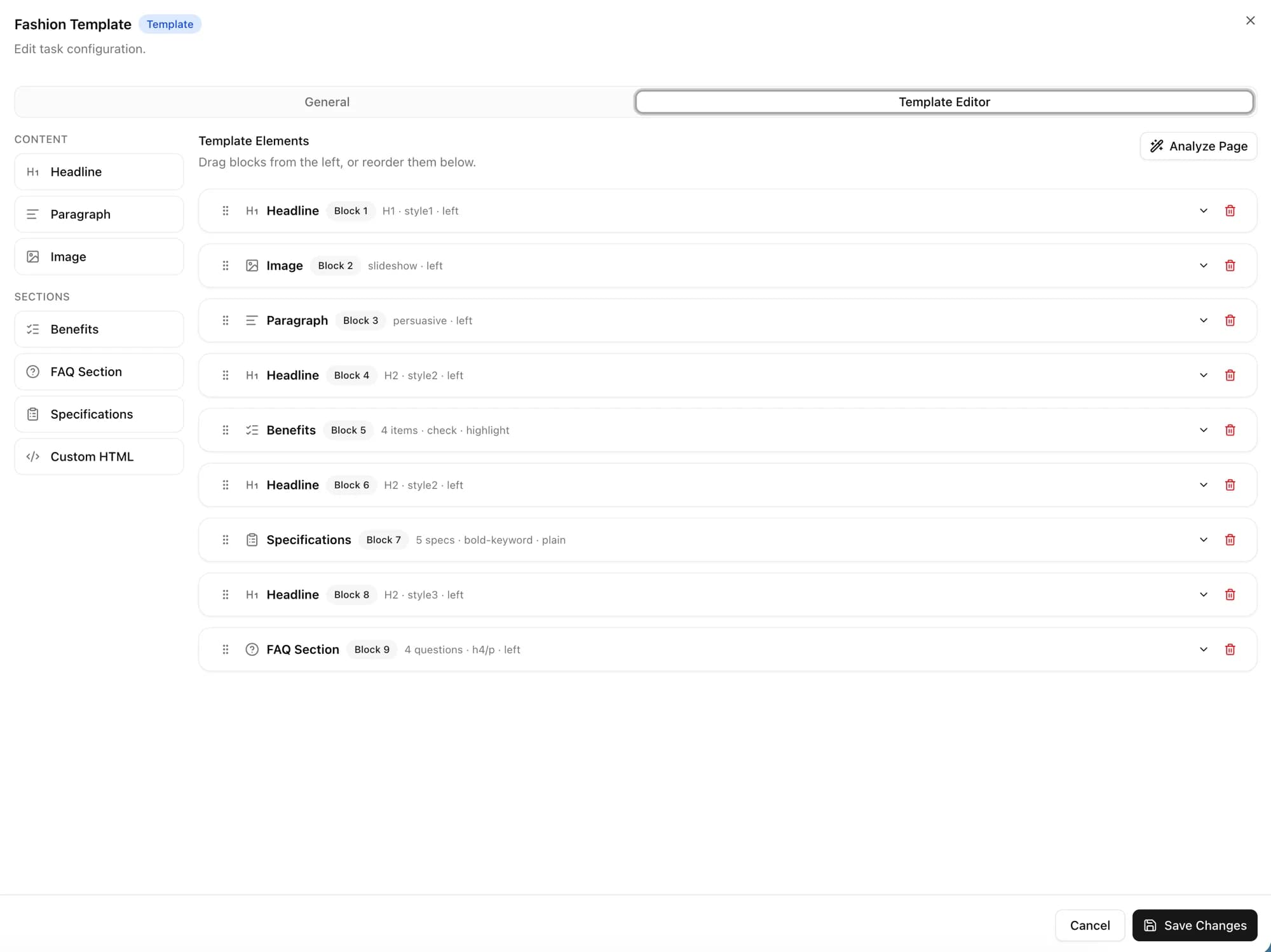 CopyHero template editor