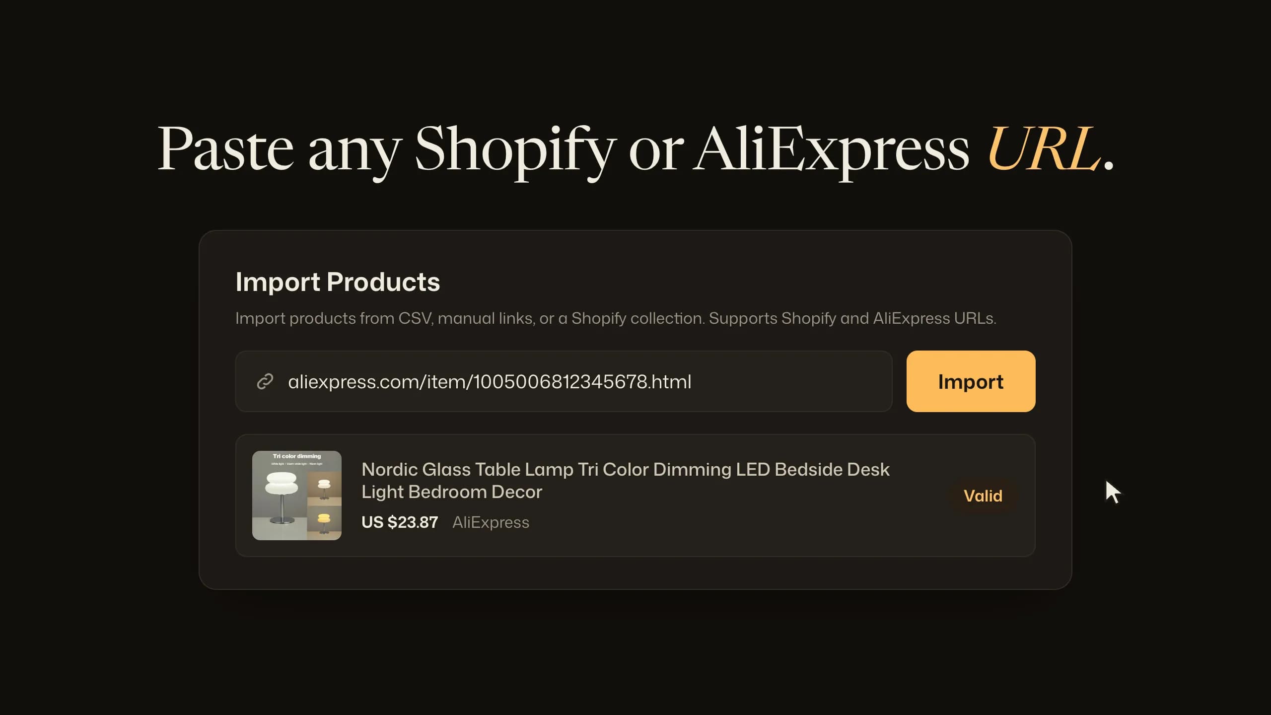 CopyHero turns a supplier listing into a finished product page in your Shopify store